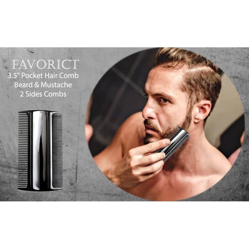 Favorict (3 Pack) 3.5" Pocket Hair Comb Beard & Mustache