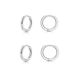 Tiny Small Silver Hoop Earrings, Tiny Sterling Silver Hoop Earrings For Women Hypoallergenic Earrings Tiny Huggie Hoop Silver Earrings Set For Men 2 Pairs 6mm