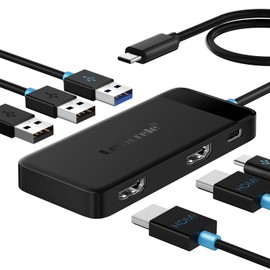 Lemorele Lemorele Docking Station Dual Monitor, 6 in 1 USB C Hub Multiport Adapter w/2 HDMI 4K, 5Gbps USB3.0 & 2 USB2.0, 100W PD Charging - USB C Dock for Laptop Dell/Lenovo/HP/MacBook/Surface - Plug and Play