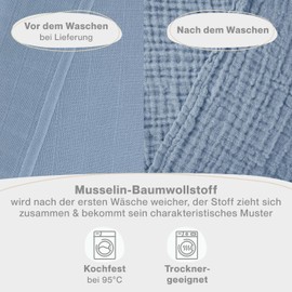 Laleni Spucktücher Baby im 5er Set aus Reiner Baumwolle - schadstofffreie Mulltücher Baby 70x70 saugstarke Mussellintücher Baby - Musselin Tuch Baby als Mullwindel waschbare Mulltücher - Blau