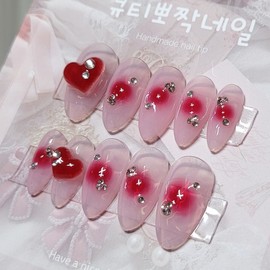 Cherry Cock Cheek Handmade Nail Tips - Ballerina / 체리콕 치크 수제네일팁 - 발레리나