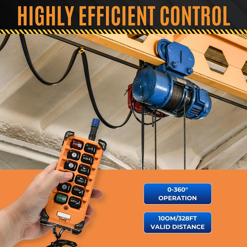 12V Crane Remote Control, Heavy Duty IP65 Hoist Controller, Industrial
