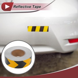 HEROFFIX 1 Pc Safety Warning Reflective Tape Increased Visibility Reflective Strips 147.64ftx1.97" Yellow,Black PVC