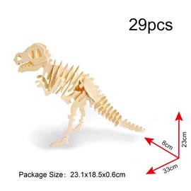 Georgie Porgy Woodcraft Construction Kits 3D Wooden Puzzle Jigsaw Wooden Model Kits for Kids Toy Age 5+ Pack of 3(T-Rex Spinosaurus Stegosaurus)