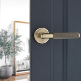 Infinity Decor Matt Antique Knurled Lever Door Handles on Sprung Rose Pack - Pull Doors Handle for Interior & Exterior Doors