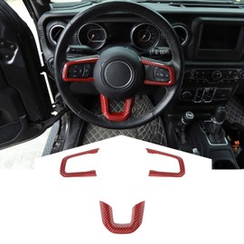 CheroCar for Jeep jl jt Steering Wheel Covers red Carbon Fiber