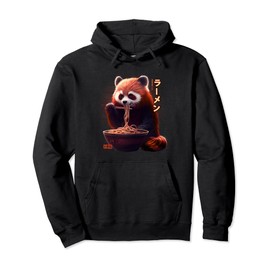 Kawaii Red Panda Eating Ramen - Ramen Lover Gift Pullover Hoodie
