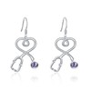 925 Sterling Silver Nurse Earrings Fish Hook Stethoscope Dangle Drop