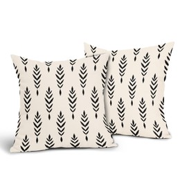 Boho Pillow Covers 18x18 Inch Black and White Geometric Throw Pillow Covers Farmhouse Bohemian Decorative Pillowcase Outdoor Cotton Linen Square Cushion Cover for Couch Sofa Bedroom Decor (Pack of 2)