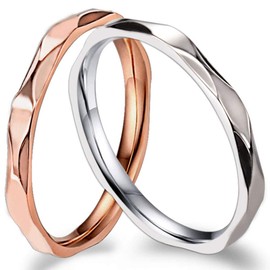 083 Base Women's Ring Cut Ring Titanium 2mm 1.2g Pink Gold, Leather, No Gemstone