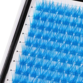 VAYATOR Light Blue Wide Stem Eyelashes 120 Clusters D Curl 10-18mm Eyelash Extensions Eyelahes Clusters Individual Lashes Clusters (C#-Light Blue-12-14-16-18mm mixed)
