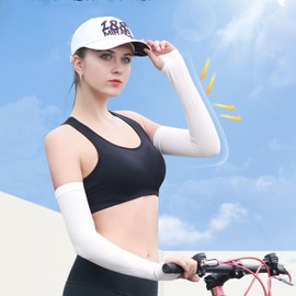 4 Pairs Cooling UV Sun Protection Arm Sleeves for men Women Compression Sleeves For Golf Basketball Running Volleyball Outdoor Hiking Arm Sleeves (1Pair Black +1Pair white+1Pair Gray+1Pair Blue)