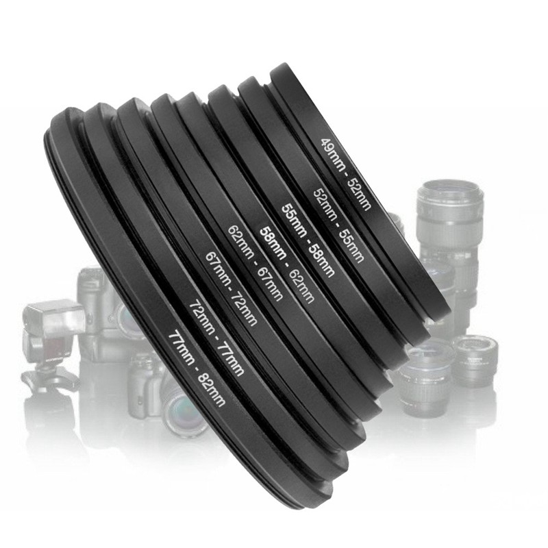 8 PCS Metal Step Up Rings Universal Lens Filter Adapter