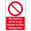 V Safety No Food Or Drink To Be Stored In