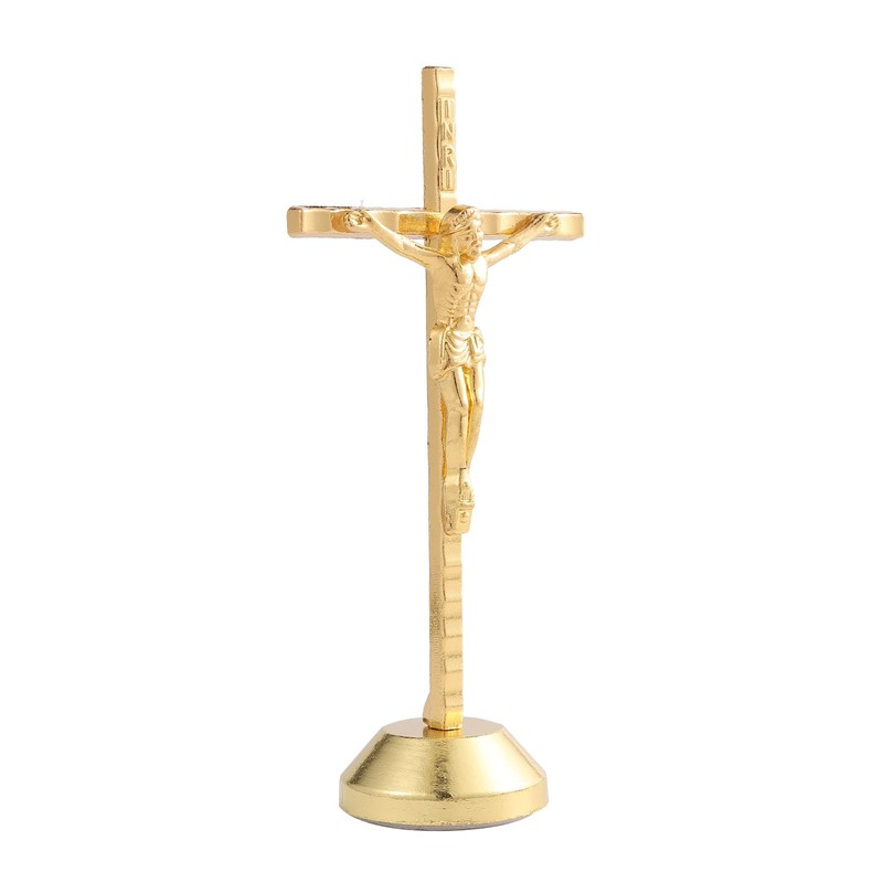 Imerance Crucifix Wall Cross Small Metal Slender Catholic Crosses Golden