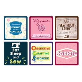6 Pack Of Sewing Themed Coasters
