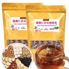 Lingyunxi Sour Jujube Kernel Tea Lily Good Night Tea Help Sleep Sour Jujube Kernel Lily Chinese Herbal Tea Relaxing, Happy Mood 酸枣仁茶 酸枣仁百合茶 助睡眠 放松心情 300g/10.6oz