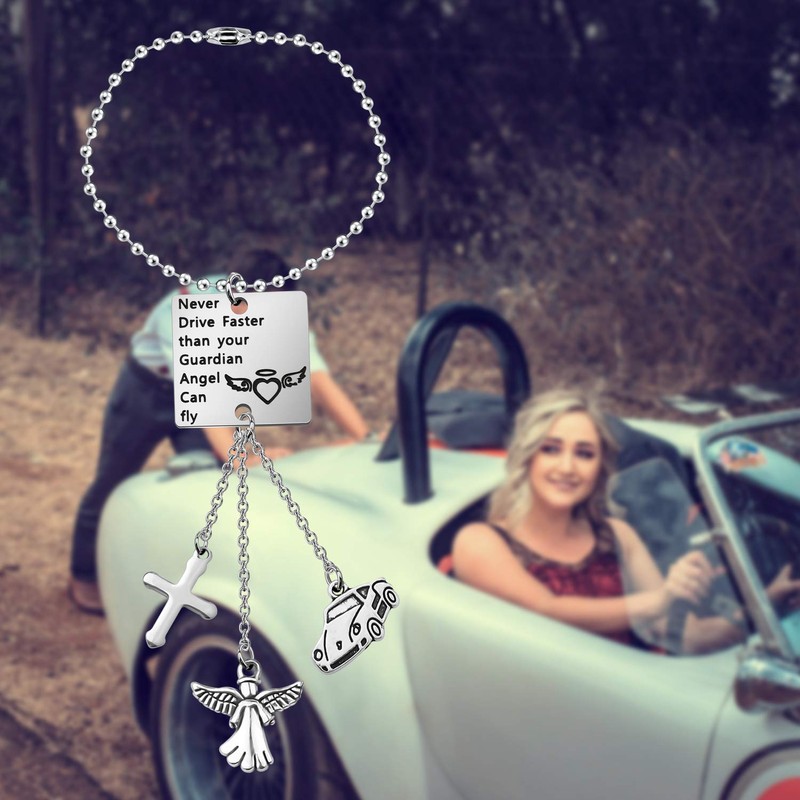 MYOSPARK Guardian Angel Car Charms for Rear View Mirror Never