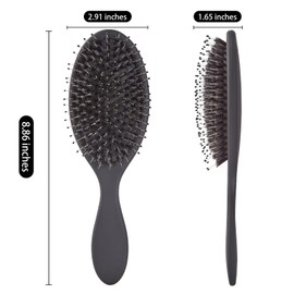 Jurrissa Boar Bristles Hair Brush for Women and Men,Detangling Hair Brush for Smoothing,Massage,Add Shine-Nylon&Boar Bristles Detangler brush for Hair Healthy (1 Pack-Black)