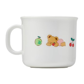 Miki House 46-7143-685 Cup, 6.8 fl oz (200 ml), Baby Food, Made in Japan, For Boys, Girls, Baby, Kids, Baby Tableware, Bear, Fruit, White