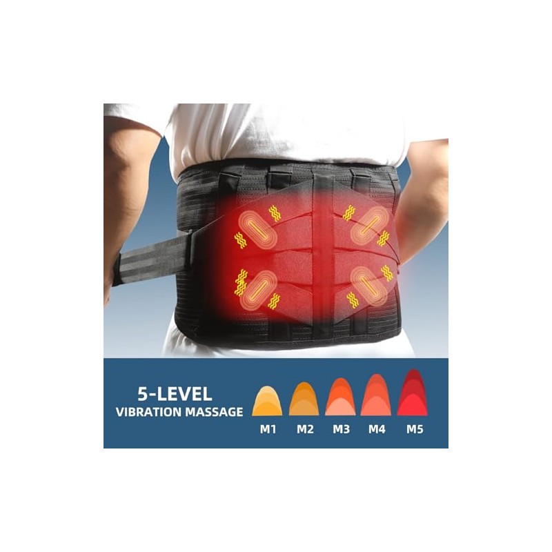 HONGJING Massage Back Brace, Red Light Heating for Lower Back