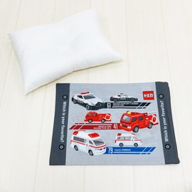 MORiPiLO Kids Pillowcase Cover, Low Profile, Tomyca Police Car, Fire Truck, Ambulance, Gray, for Approximately 28x39 cm, Skin-friendly 100% Cotton Fabric, Washable, Tomyca Goods, Character