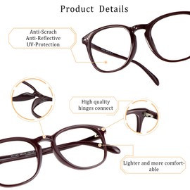 LifeArt Reading Glasses Anti Eyestrain Computer Readers Gaming GlassesTV Glasses Women and Men Anti Glare (Darkred, 3.50 Magnification)