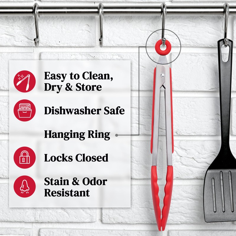 POPCO Popco Silicone Tongs for Cooking Grilling (3 food tongs