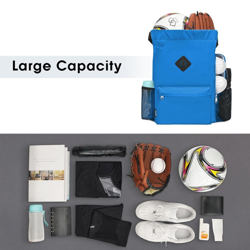 WANDF Drawstring Backpack Sports Bag with Shoe Compartment Water Resistant