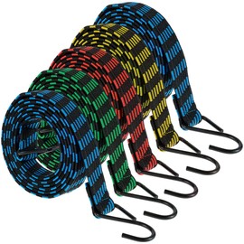 5PCS Bungee Cords with Hooks, Heavy Duty 6.6ft /2m Long Bungee Straps, Weatherproof & UV-Resistant, Anti-slip Elastic Bungee Straps for Securing Tarps, Luggage, Tents, Bikes, Garden Furniture (5Pcs)