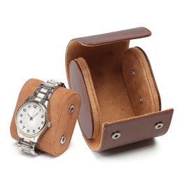 HNCY Luxury PU Leather Watch Roll, Watch Box 1 Watch, Watch Box with Watch Cushion Protection, Portable Watches Storage Box, Travel Watch Case, Watch Gift Box for Christmas, Anniversary, Birthday