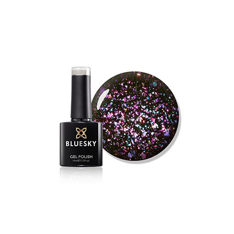 Bluesky Gel Nail Polish, Elektra Galaxy 6, Purple/Multi-Glitter, UV/LED Soak-Off