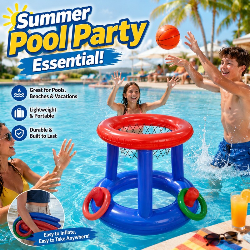 Inflatable Pool Basketball Hoop for Water Games – Floating PVC