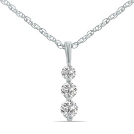 Jewelry Gift for Your Wife - 1/4 Carat TW Past Present Future Three Stone Lab Grown Diamond Necklace in .925 Sterling Silver (Diamond Color F-G, Clarity VS1-VS2)