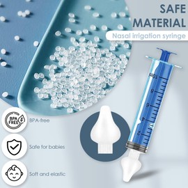 Bluet B Bluet B - Baby Nasal Syringe (2-Pack) - Safe Silicone Nasal Aspirator for Newborn - Infant Mucus Removal - 10ml Nose Cleaner Syringe for Baby - Toddler Congestion Relief - Reusable Tips - Blue