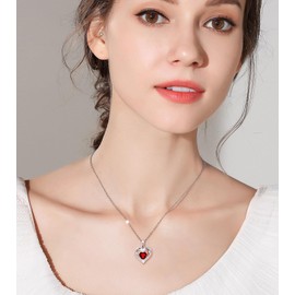 NONNYLLEI Women's Heart Necklace Jewellery Heart Pendant Christmas Mother's Day Mum Gift Valentine's Day Anniversary Wedding Birthday Wife Girlfriend, Sterling Silver, Cubic Zirconia