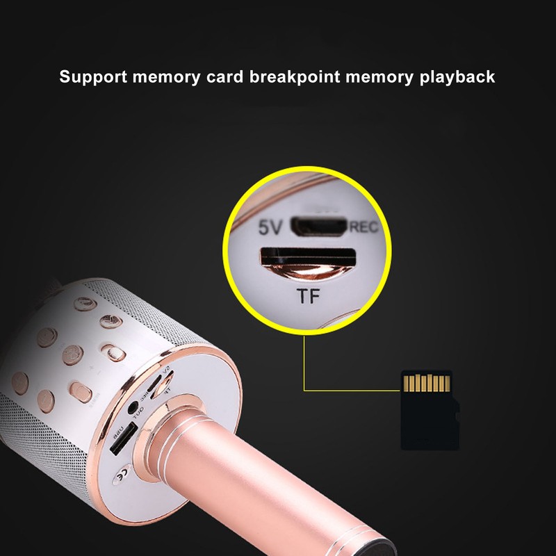 Kids Singing Microphone Portable Handheld Wireless Bluetooth Condenser Mic Speaker