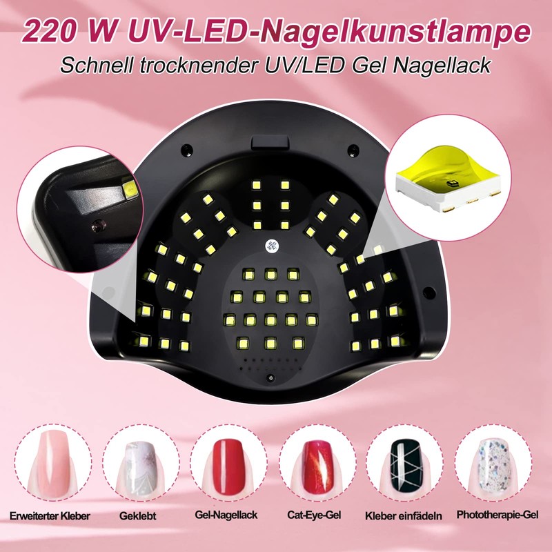 UV Lamp for Gel Nails, 220 W Professional Fast UV