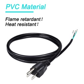 MEIRIYFA 18 Gauge 3 Prong NEMA 5-15 Plug Heavy Duty Cord US SJT Replacement Power Supply Cable 10A 110V 115V 120V Pigtail for Power Tools and AC Appliances -2PCS (4.9FT)