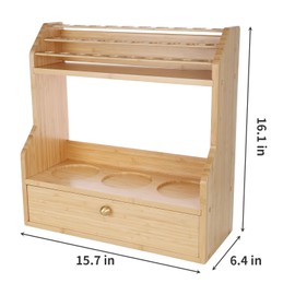 Ken's Kitchen Coffee Station Organizer, Bamboo Coffee Bar Accessories Organizer for Countertop, K cup Coffee Pod Holder Storage Basket Coffee Bar Organizer, Style B