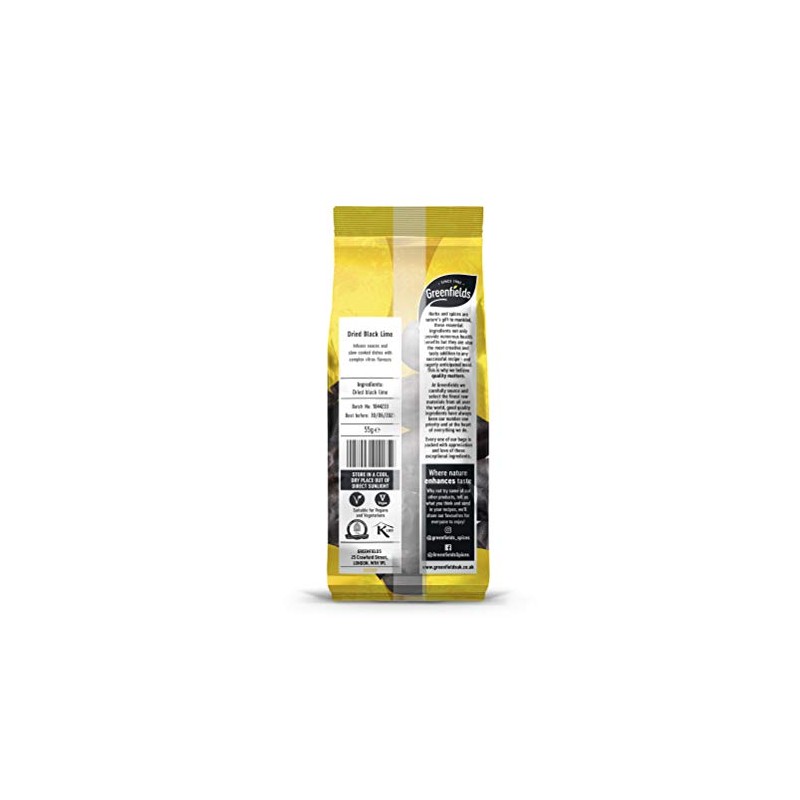 Greenfields Dried Black Lime 55g, Premium Quality Whole Dried Lime,
