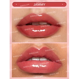 SHEGLAM Glaze Daze Lip Gloss Shiny Tinted Lip Gloss High Gloss Finish Plumping Lip Care Nourishing Not Easy to Fade Liquid Lip Cosmetics-Jammy
