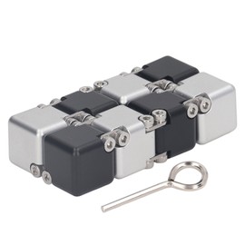 Stress Anxiety Relief Toy Adults Hand Held Puzzle Sensory Finger Flip Blocks Toy for ADD ADHD Black silver