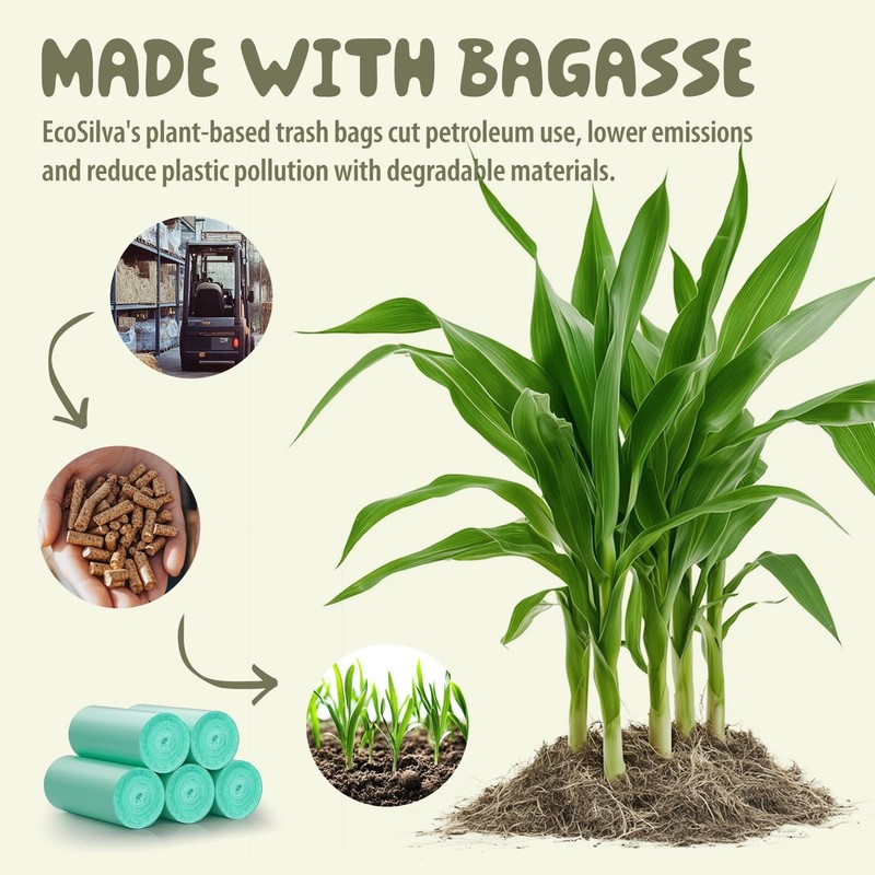 Small Compost Bags 2.6 Gallon Trash Bag, EcoSilva 125 Count