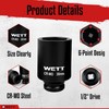 WETT 1/2" Drive Deep Large Impact Socket Set, 9-Piece Spindle