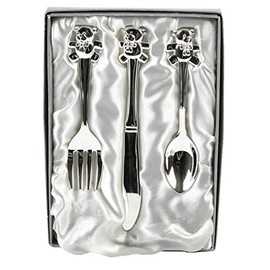 Silver Plated Teddy Cutlery Set - Lovely Gift for New Baby, Christening or Baptism