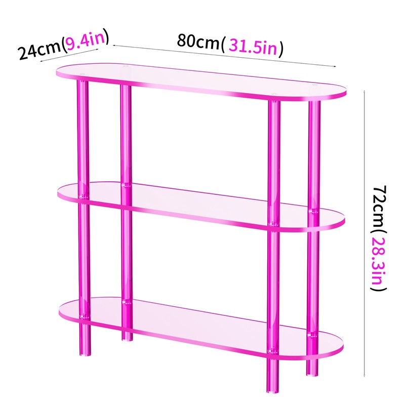 solaround Clear Bookshelf, Acrylic Bookcase with Open Book Shelf Console