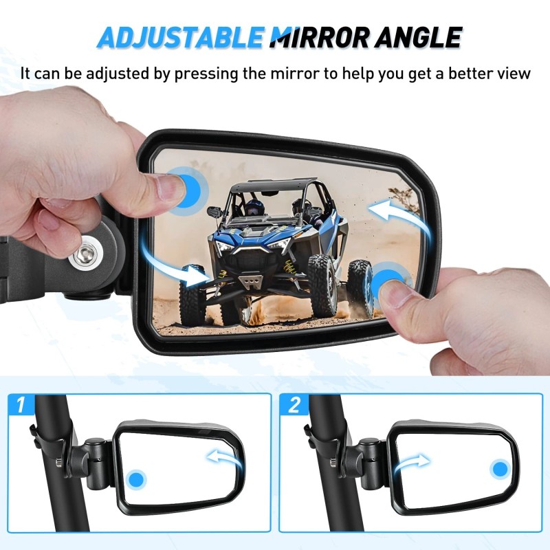 Nilight UTV Side Mirrors Offroad Rear View Mirrors Aluminum 2