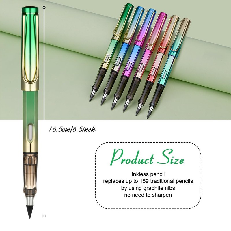 OFFCUP Everlasting Pencil, 6pcs Infinity Pencil with Eraser and Replacement