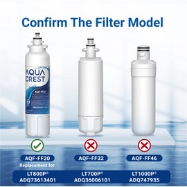 AQUA CREST ADQ73613401 Refrigerator Water Filter, Replacement for LG® LT800P®, ADQ73613402, Kenmore Elite 9490, ADQ73613408, ADQ75795104, 3 Pack